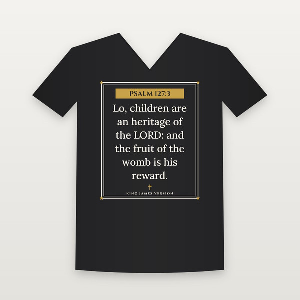 Psalm 127:3 KJV Christian V-Neck Tee (Framed) - Black