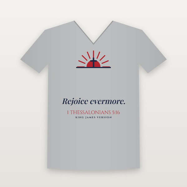 1 Thessalonians 5:16 KJV Christian V-Neck Tee (Sunrise) - Heather Gray