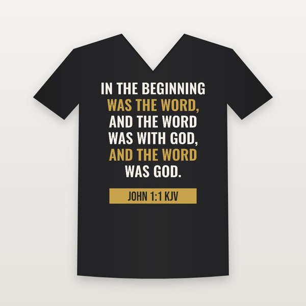 John 1:1 KJV Christian V-Neck Tee (Bold Type) - Black