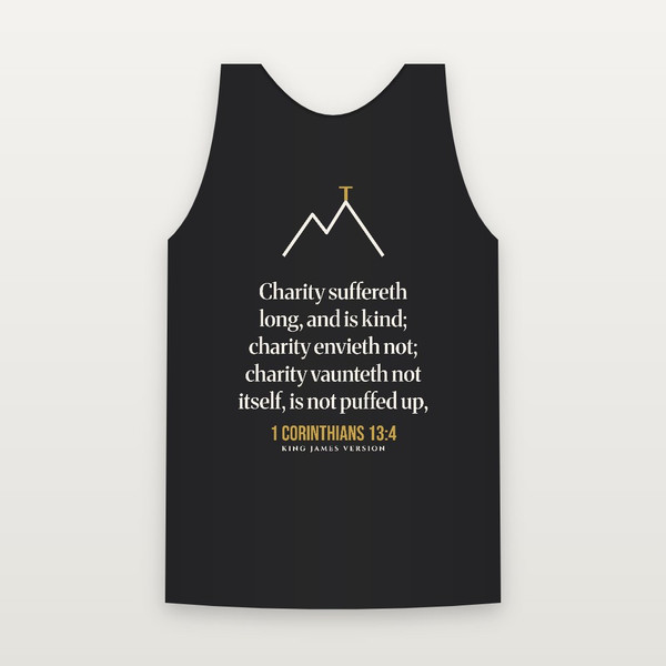 1 Corinthians 13:4 KJV Christian Tank Top (Mountain) - Black