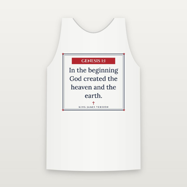 Genesis 1:1 KJV Christian Tank Top (Framed) - White