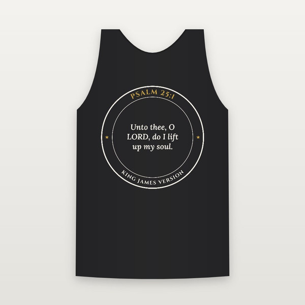 Psalm 25:1 KJV Christian Tank Top (Round Badge) - Black