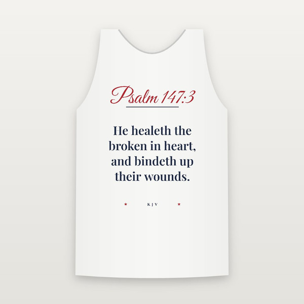 Psalm 147:3 KJV Christian Tank Top (Script) - White