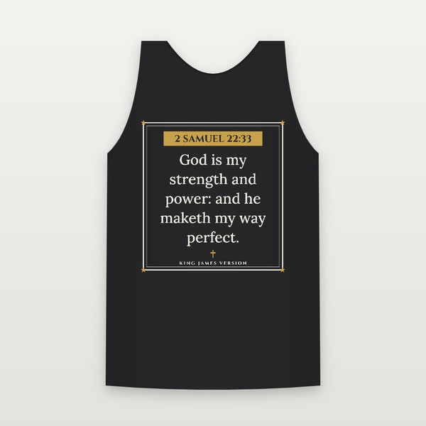 2 Samuel 22:33 KJV Christian Tank Top (Framed) - Black