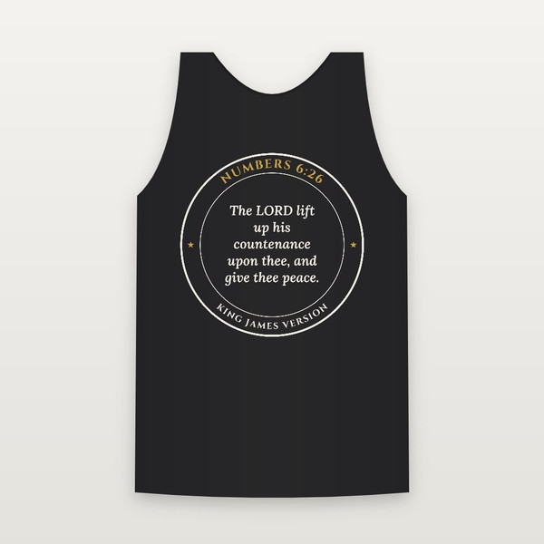Numbers 6:26 KJV Christian Tank Top (Round Badge) - Black