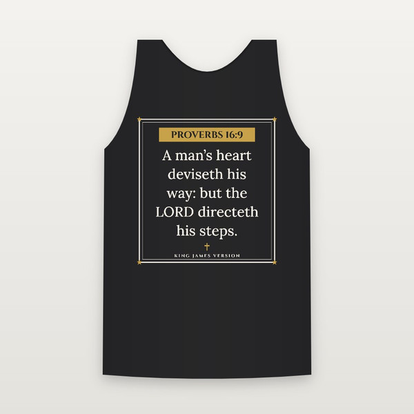 Proverbs 16:9 KJV Christian Tank Top (Framed) - Black