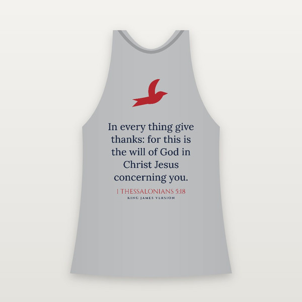 1 Thessalonians 5:18 KJV Christian Women's Racerback Tank (Dove) - Heather Gray
