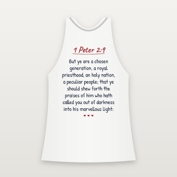 1 Peter 2:9 KJV Christian Women's Racerback Tank (Handwritten) - White