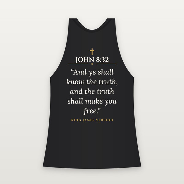 John 8:32 KJV Christian Women's Racerback Tank (Classic) - Black