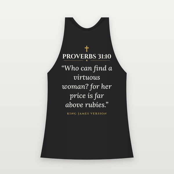Proverbs 31:10 KJV Christian Women's Racerback Tank (Classic) - Black