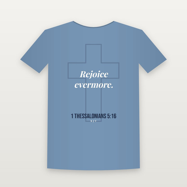 1 Thessalonians 5:16 KJV Christian Youth Tee (Cross) - Heather Blue