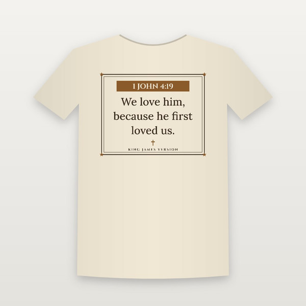 1 John 4:19 KJV Christian Youth Tee (Framed) - Natural