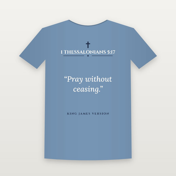 1 Thessalonians 5:17 KJV Christian Youth Tee (Classic) - Heather Blue