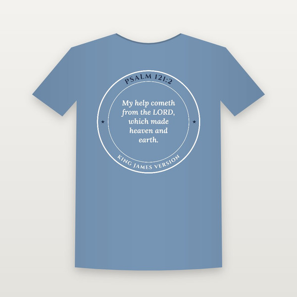 Psalm 121:2 KJV Christian Youth Tee (Round Badge) - Heather Blue