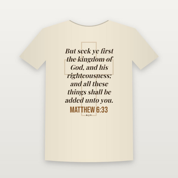Matthew 6:33 KJV Christian Youth Tee (Cross) - Natural
