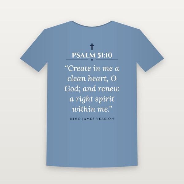 Psalm 51:10 KJV Christian Youth Tee (Classic) - Heather Blue