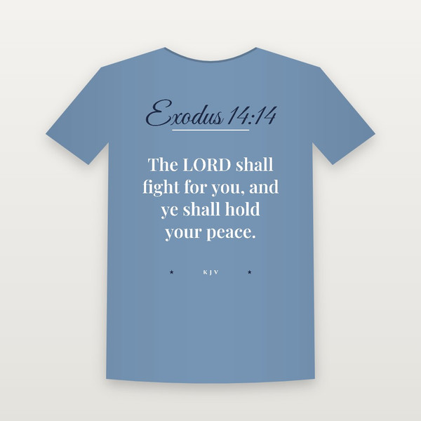 Exodus 14:14 KJV Christian Youth Tee (Script) - Heather Blue