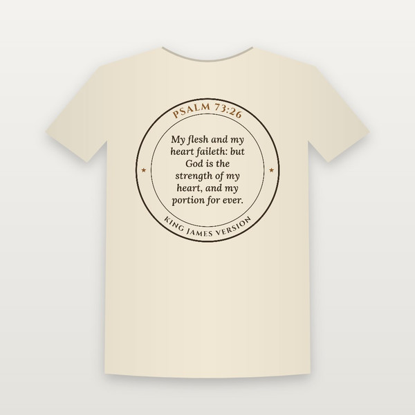 Psalm 73:26 KJV Christian Youth Tee (Round Badge) - Natural