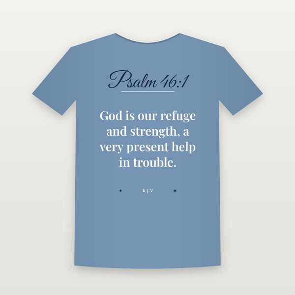 Psalm 46:1 KJV Christian Youth Tee (Script) - Heather Blue
