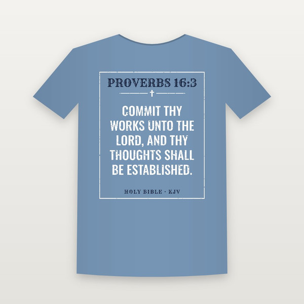 Proverbs 16:3 KJV Christian Youth Tee (Vintage) - Heather Blue