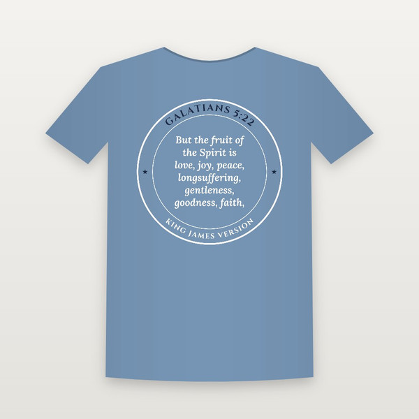 Galatians 5:22 KJV Christian Youth Tee (Round Badge) - Heather Blue