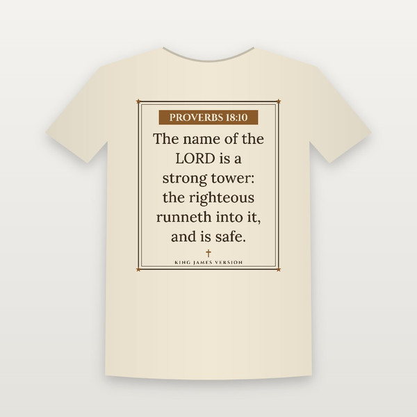 Proverbs 18:10 KJV Christian Youth Tee (Framed) - Natural