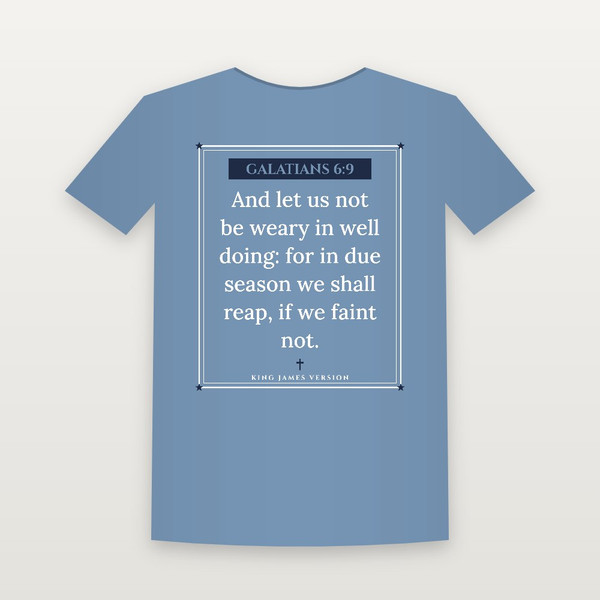 Galatians 6:9 KJV Christian Youth Tee (Framed) - Heather Blue