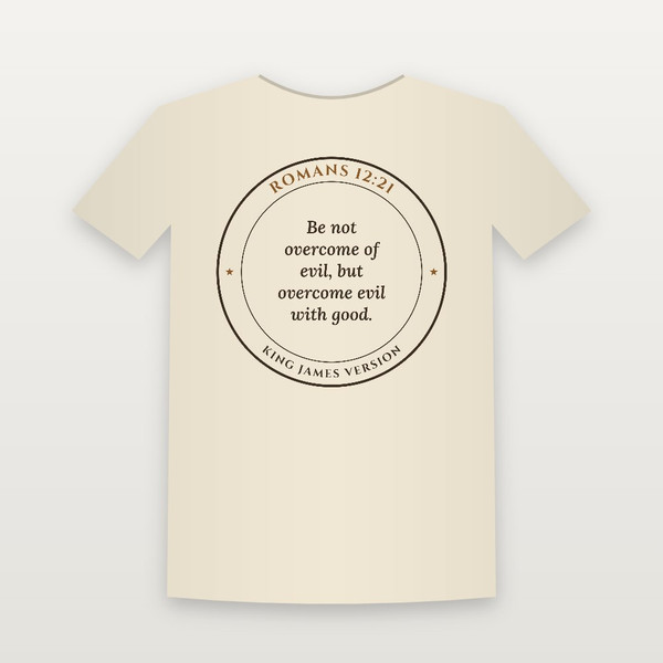 Romans 12:21 KJV Christian Youth Tee (Round Badge) - Natural