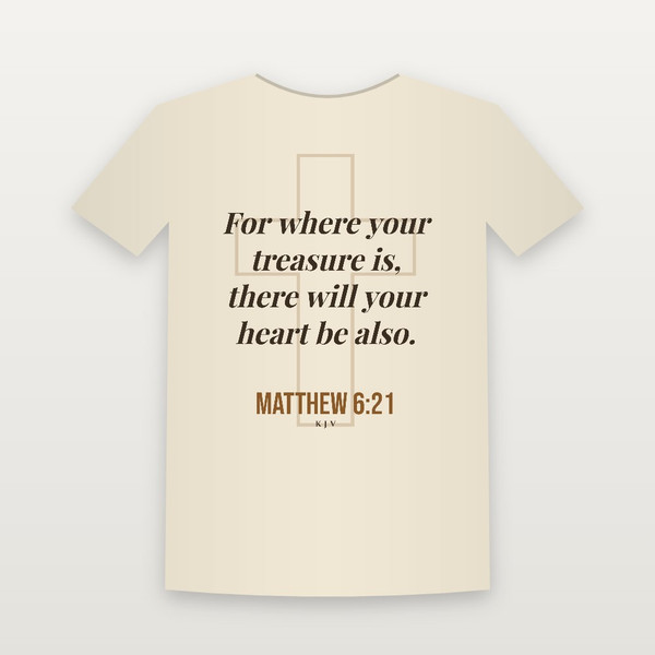 Matthew 6:21 KJV Christian Youth Tee (Cross) - Natural