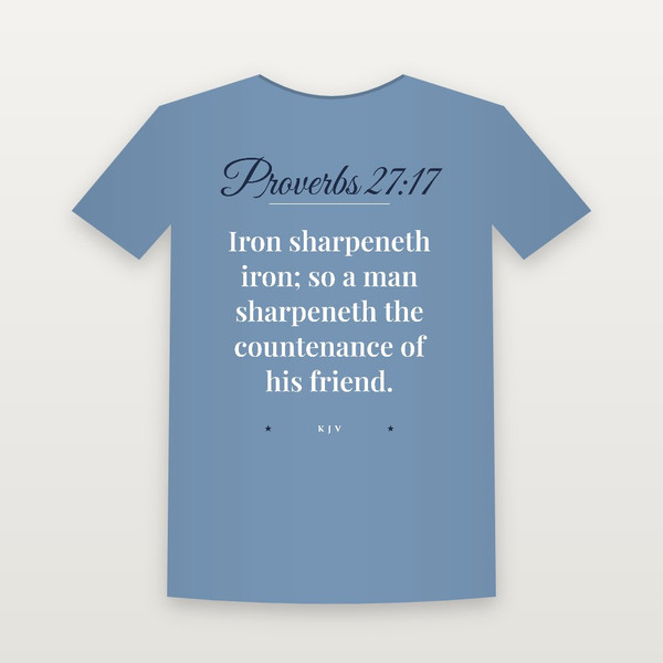 Proverbs 27:17 KJV Christian Youth Tee (Script) - Heather Blue