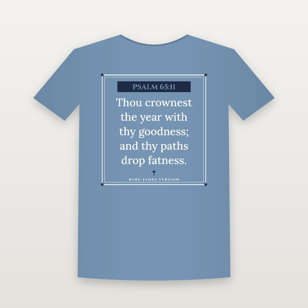 Psalm 65:11 KJV Christian Youth Tee (Framed) - Heather Blue