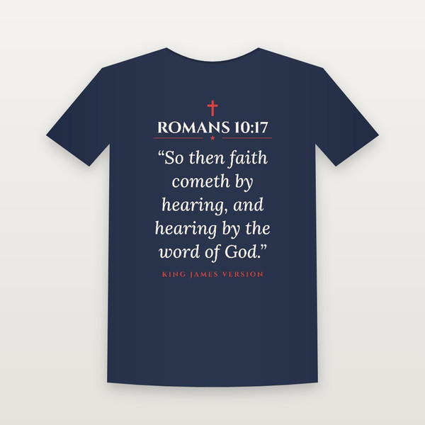 Romans 10:17 KJV Christian Youth Tee (Classic) - Navy