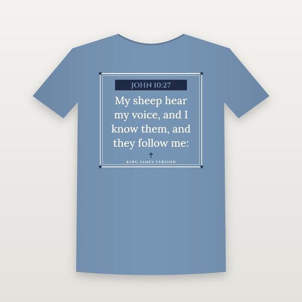 John 10:27 KJV Christian Youth Tee (Framed) - Heather Blue