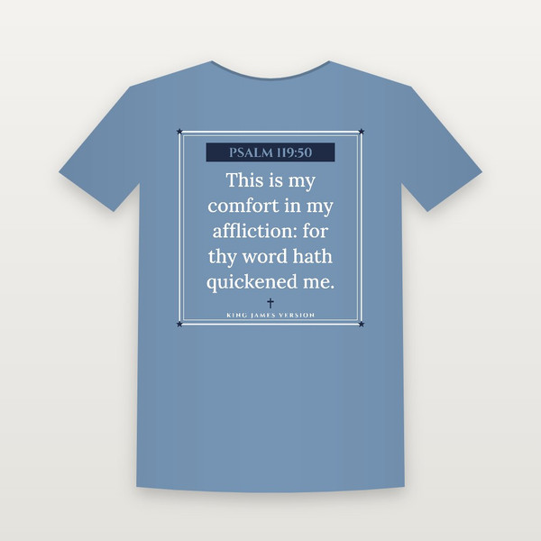 Psalm 119:50 KJV Christian Youth Tee (Framed) - Heather Blue