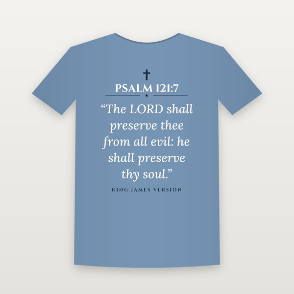 Psalm 121:7 KJV Christian Youth Tee (Classic) - Heather Blue