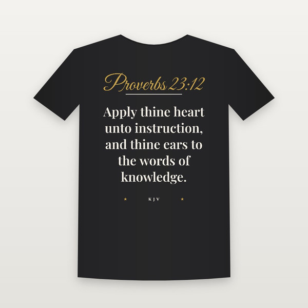 Proverbs 23:12 KJV Christian Youth Tee (Script) - Black