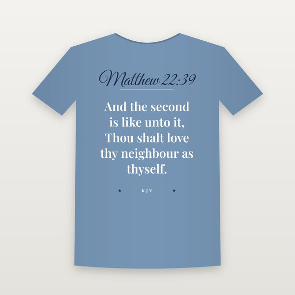 Matthew 22:39 KJV Christian Youth Tee (Script) - Heather Blue