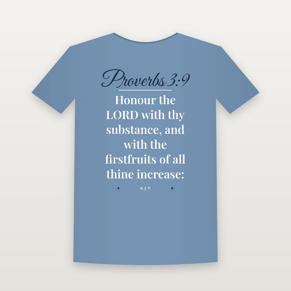 Proverbs 3:9 KJV Christian Youth Tee (Script) - Heather Blue