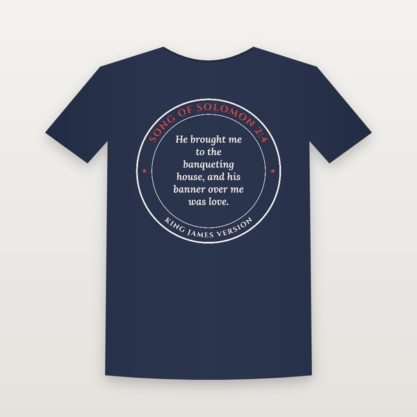 Song of Solomon 2:4 KJV Christian Youth Tee (Round Badge) - Navy