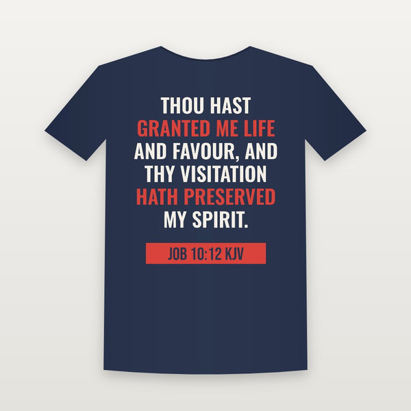 Job 10:12 KJV Christian Youth Tee (Bold Type) - Navy