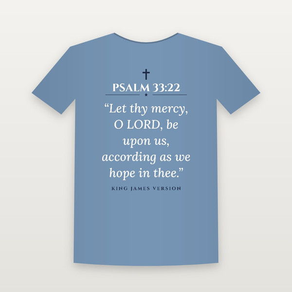 Psalm 33:22 KJV Christian Youth Tee (Classic) - Heather Blue