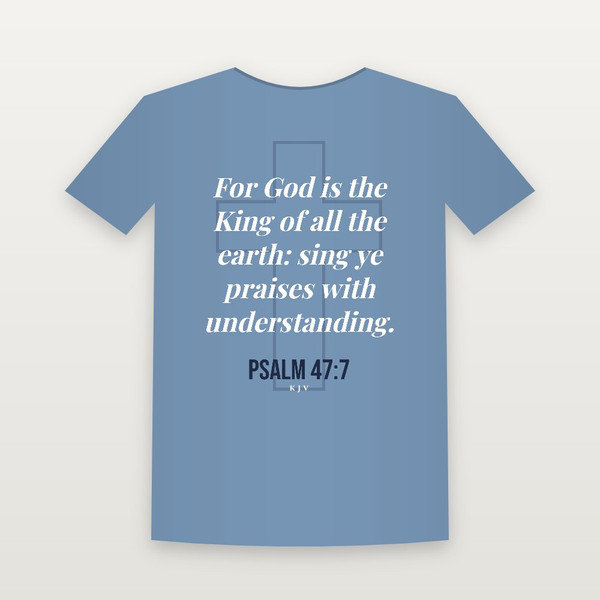 Psalm 47:7 KJV Christian Youth Tee (Cross) - Heather Blue