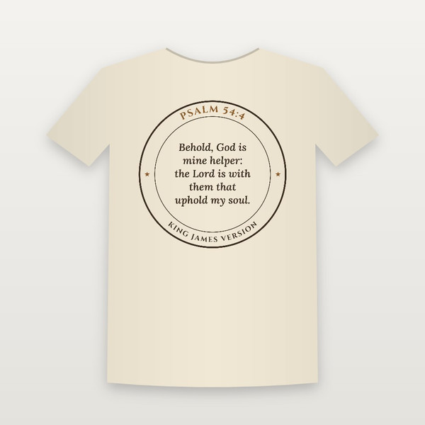 Psalm 54:4 KJV Christian Youth Tee (Round Badge) - Natural