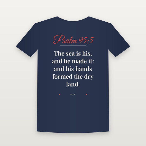 Psalm 95:5 KJV Christian Youth Tee (Script) - Navy