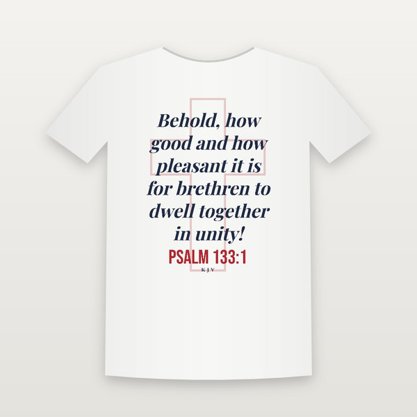 Psalm 133:1 KJV Christian Youth Tee (Cross) - White