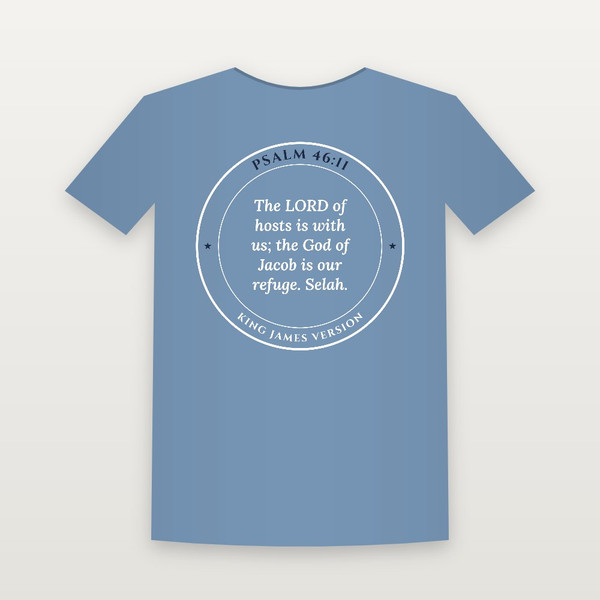 Psalm 46:11 KJV Christian Youth Tee (Round Badge) - Heather Blue