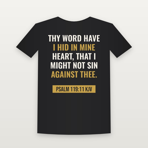Psalm 119:11 KJV Christian Youth Tee (Bold Type) - Black