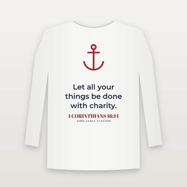 1 Corinthians 16:14 KJV Christian Youth Long Sleeve Tee (Anchor) - White