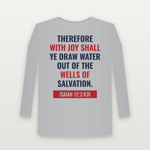 Isaiah 12:3 KJV Christian Youth Long Sleeve Tee (Bold Type) - Heather Gray