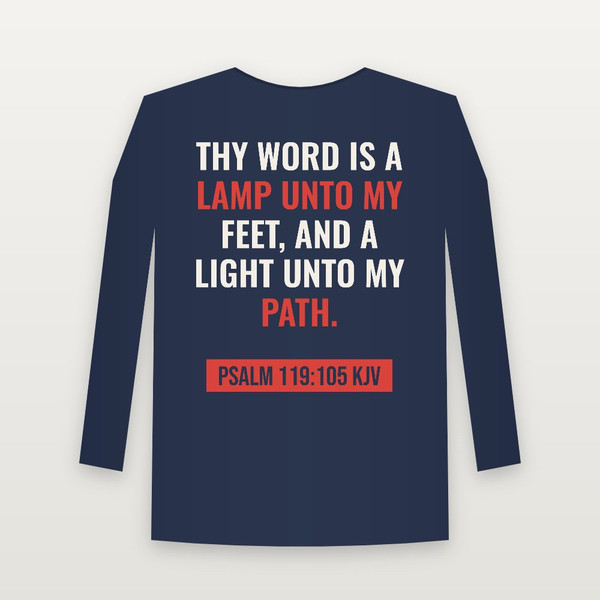 Psalm 119:105 KJV Christian Youth Long Sleeve Tee (Bold Type) - Navy